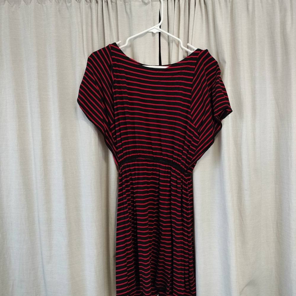 Charming Charlie Red and Black Striped Dress